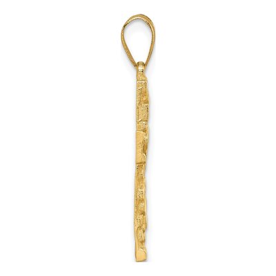 14K Yellow Gold Textured Nugget Cross Pendant – view 3