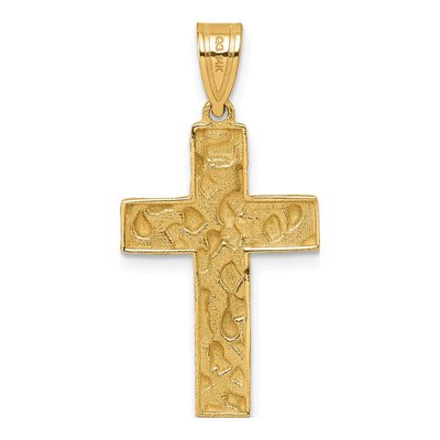 14K Yellow Gold Textured Nugget Cross Pendant – view 4