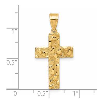 14K Yellow Gold Textured Nugget Cross Pendant – view 5