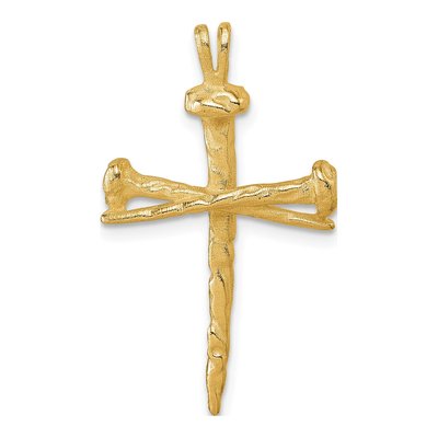 14K Yellow Gold Nail Cross Pendant