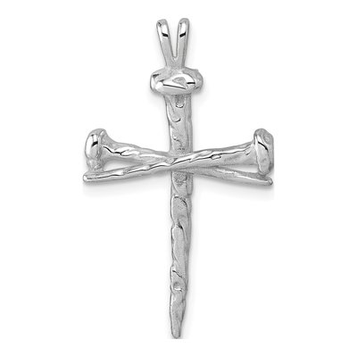 14K White Gold Nail Cross Pendant