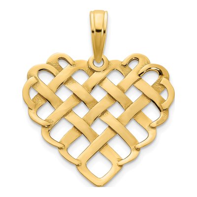14K Yellow Gold Woven Heart Pendant – view 5