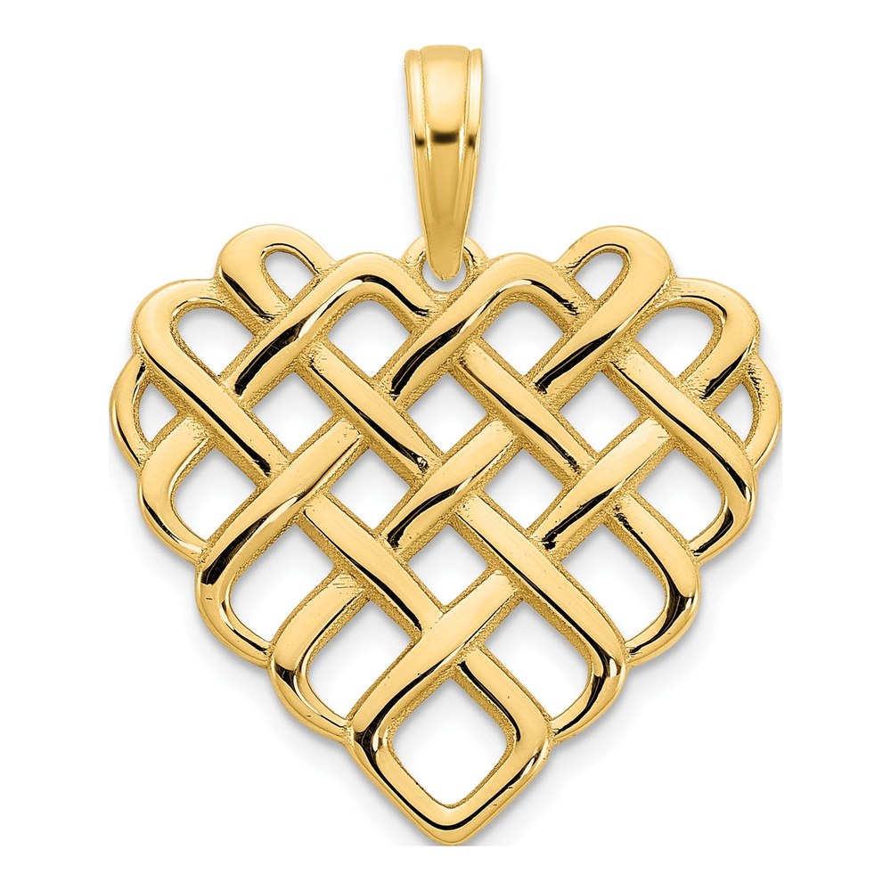 14K Yellow Gold Woven Heart Pendant