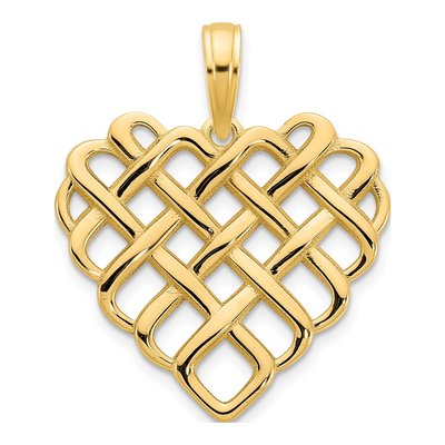 14K Yellow Gold Woven Heart Pendant