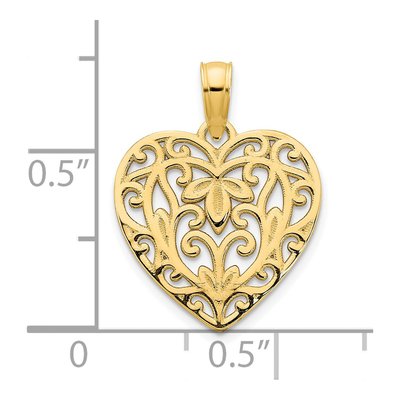 14K Yellow Gold Filigree Heart Pendant – view 4