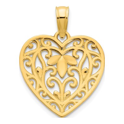 14K Yellow Gold Filigree Heart Pendant – view 5