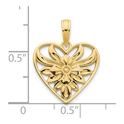 14K Yellow Gold Fancy Filigree Heart Pendant – view 4
