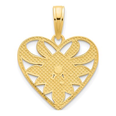 14K Yellow Gold Fancy Filigree Heart Pendant – view 5