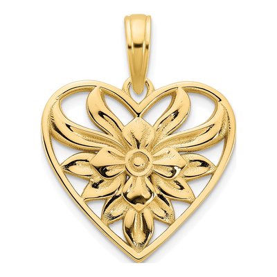 14K Yellow Gold Fancy Filigree Heart Pendant