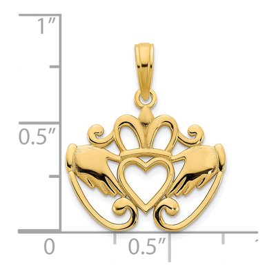 14K Yellow Gold Fancy Claddagh Pendant – view 4