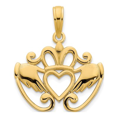 14K Yellow Gold Fancy Claddagh Pendant