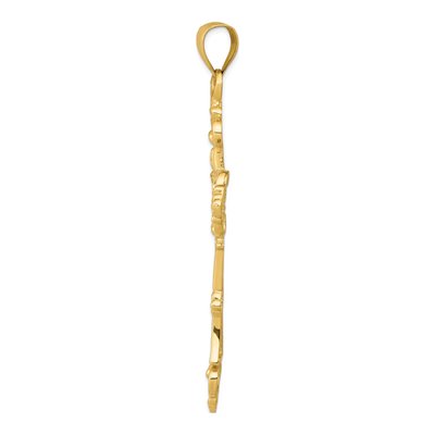 14K Yellow Gold Fleur de Lis Cross Pendant – view 3