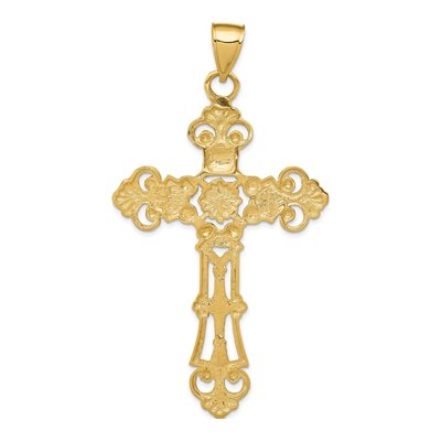 14K Yellow Gold Fleur de Lis Cross Pendant – view 5