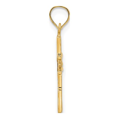 14K Yellow Gold Fancy Floral Cross Pendant – view 3