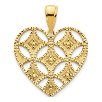 14K Yellow Gold Cut-Out Heart Pendant