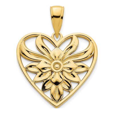 14K Yellow Gold Filigree Heart Pendant