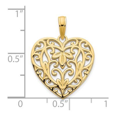 14K Yellow Gold Filigree Heart Pendant – view 3
