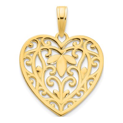 14K Yellow Gold Filigree Heart Pendant – view 4