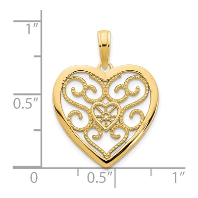 14K Yellow Gold Filigree Heart Pendant – view 4