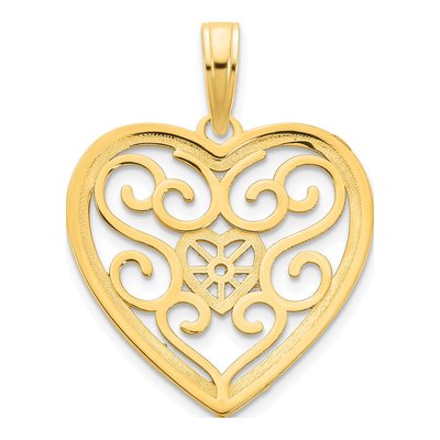 14K Yellow Gold Filigree Heart Pendant – view 5