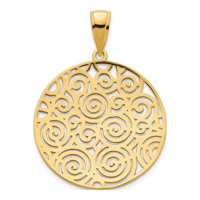 14K Yellow Gold Filigree Swirl Disc Pendant – view 4