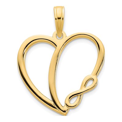 14K Yellow Gold Infinity Heart Pendant