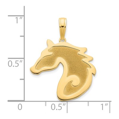 14K Yellow Gold Sandblasted Horse Head Charm – view 3