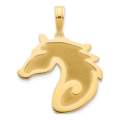 14K Yellow Gold Sandblasted Horse Head Charm
