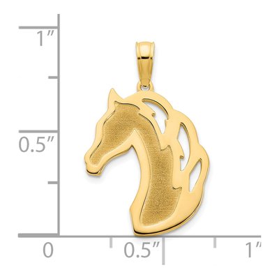 14K Yellow Gold Sandblasted Horse Head Charm – view 3
