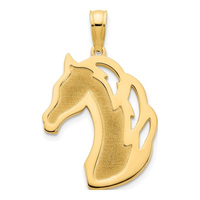 14K Yellow Gold Sandblasted Horse Head Charm