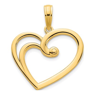 14K Yellow Gold Open Heart Pendant