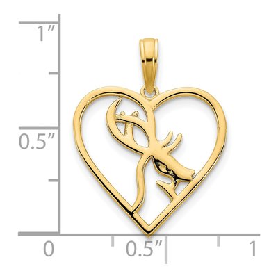 14K Yellow Gold Deer Heart Pendant – view 4