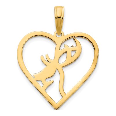 14K Yellow Gold Deer Heart Pendant – view 5