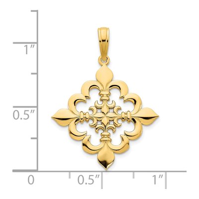 14K Yellow Gold Fleur de Lis Pendant – view 4