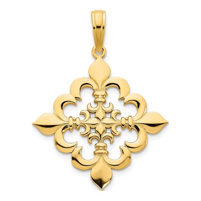 14K Yellow Gold Fleur de Lis Pendant