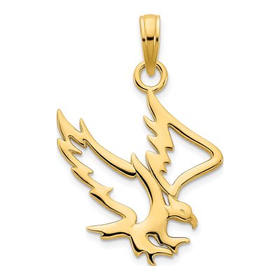 14K Yellow Gold Cut-Out Flying Eagle Pendant