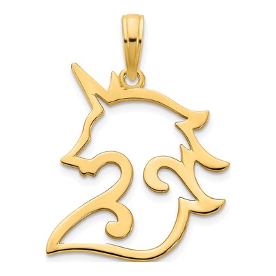 14K Yellow Gold Cut-Out Unicorn Pendant – view 5