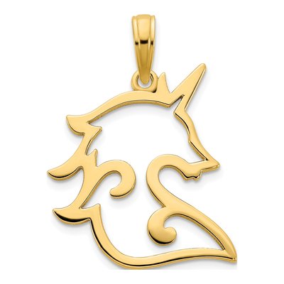 14K Yellow Gold Cut-Out Unicorn Pendant