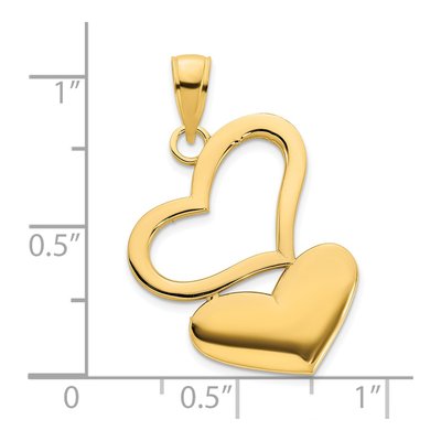 14K Yellow Gold Two Hearts Pendant – view 3