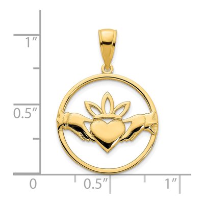 14K Yellow Gold Claddagh Circle Pendant – view 4