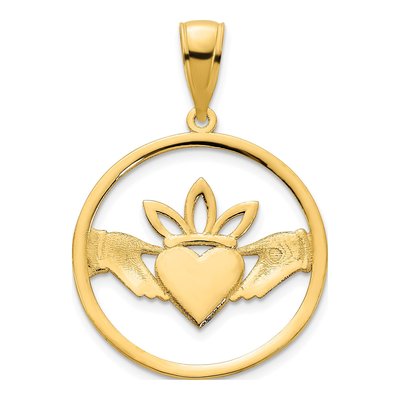 14K Yellow Gold Claddagh Circle Pendant – view 5