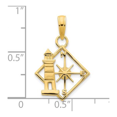 14K Yellow Gold Lighthouse Compass Pendant – view 4