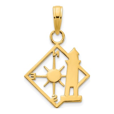 14K Yellow Gold Lighthouse Compass Pendant – view 5