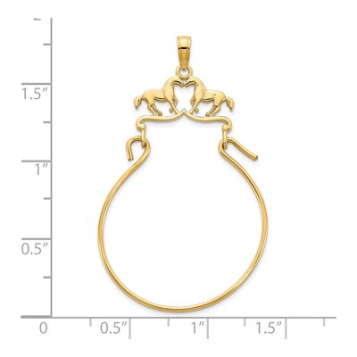 14K Yellow Gold Two Horses Holder Pendant – view 3
