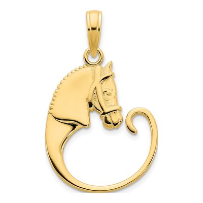 14K Yellow Gold Horse Holder Pendant