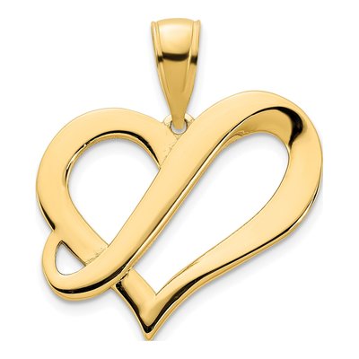14K Yellow Gold Fancy Heart Pendant