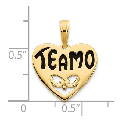 14K Yellow Gold Black Epoxy TE AMO Heart Charm – view 3