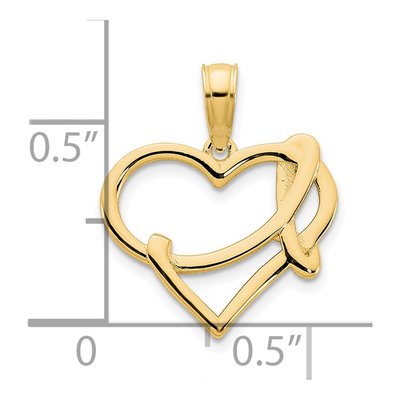 14K Yellow Gold Fancy Heart Pendant – view 4