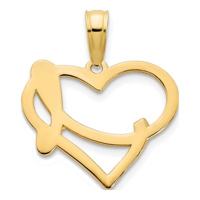 14K Yellow Gold Fancy Heart Pendant – view 5