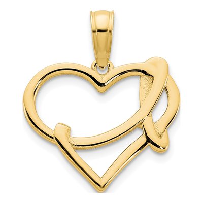 14K Yellow Gold Fancy Heart Pendant